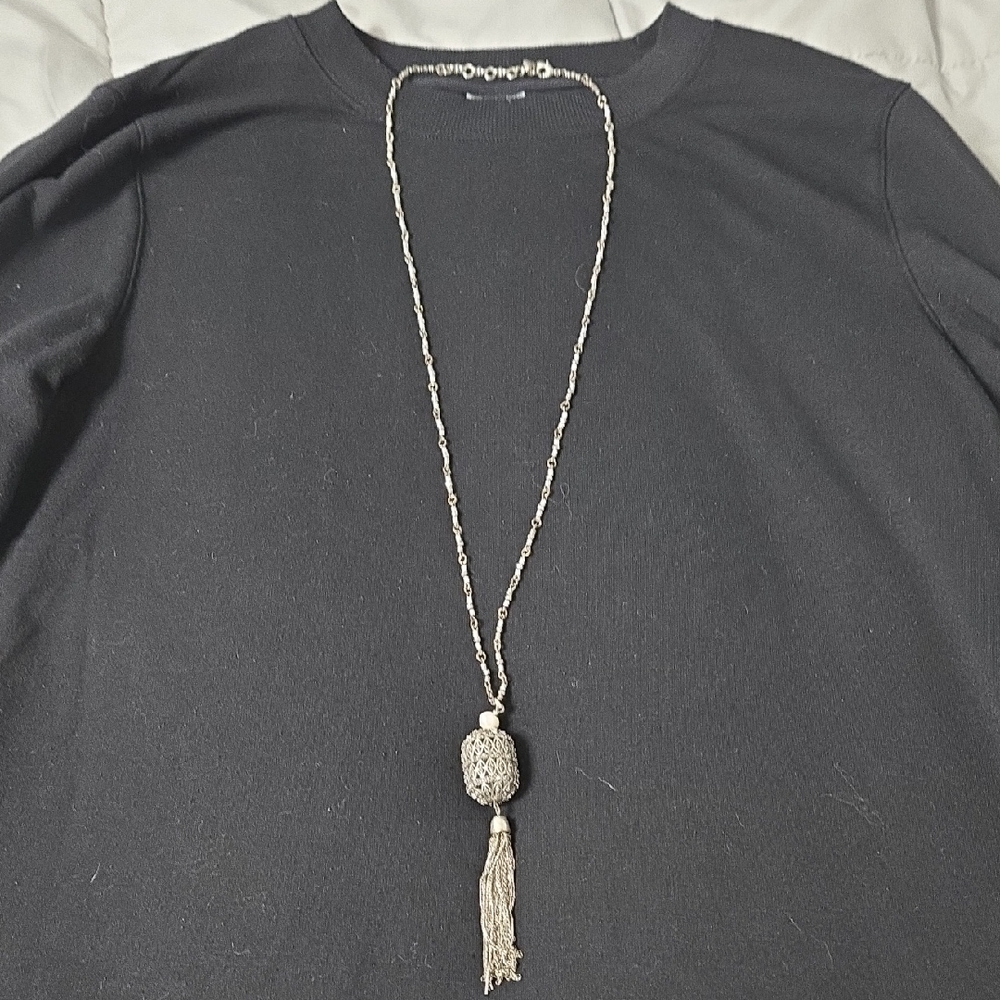 Lucky Brand Silver Tassel Necklace